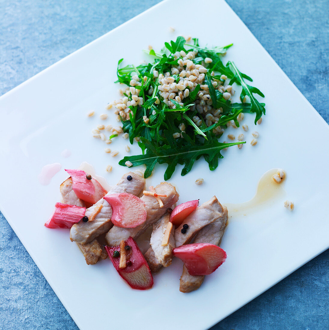 Veal with rhubarb and rocket