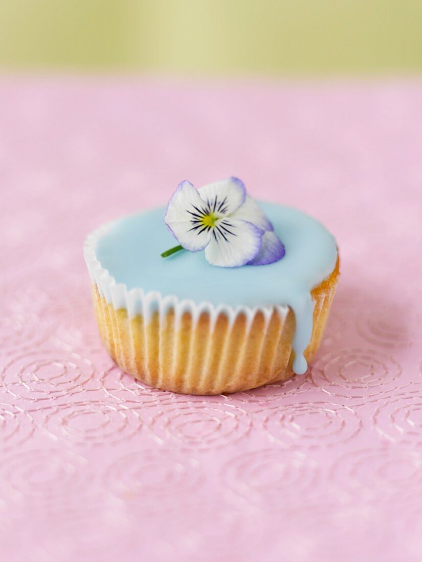 Cupcake with pansy