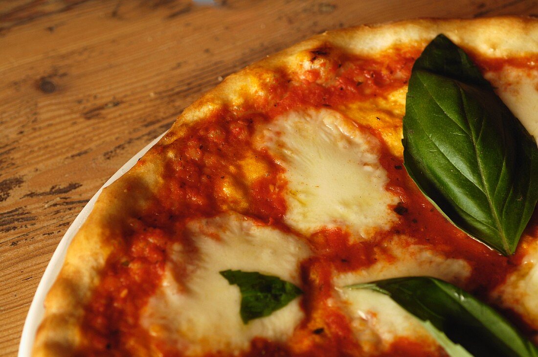 Pizza Margherita with basil