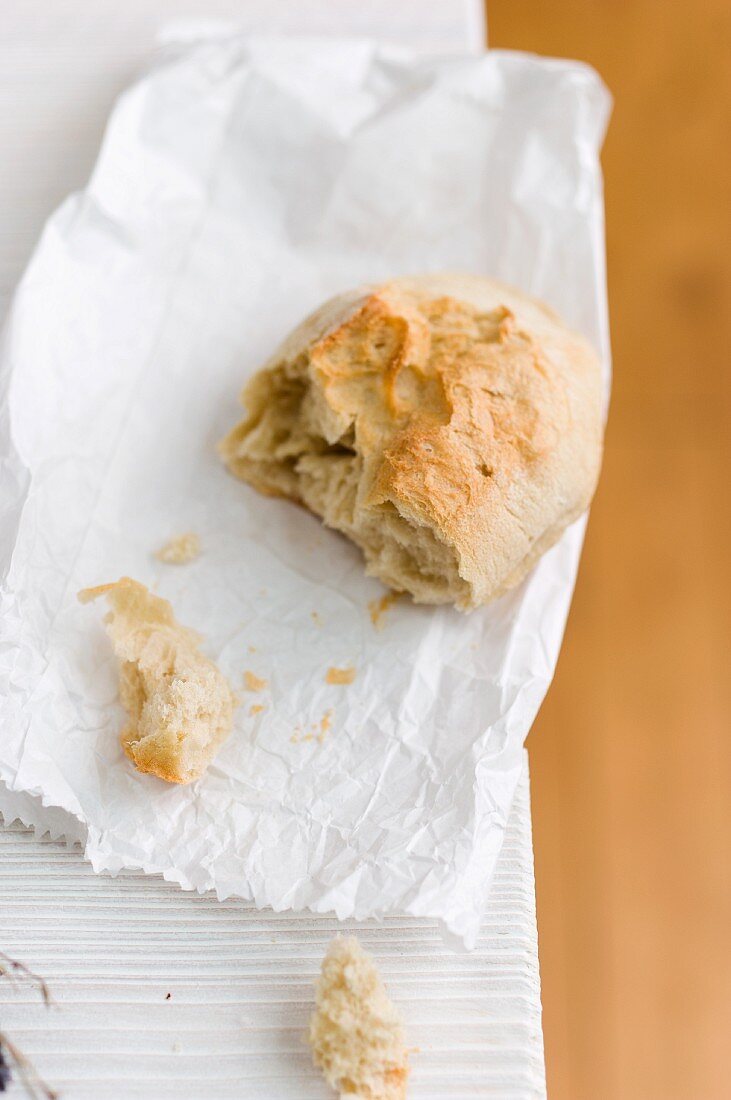 A slice of white on a paper bag