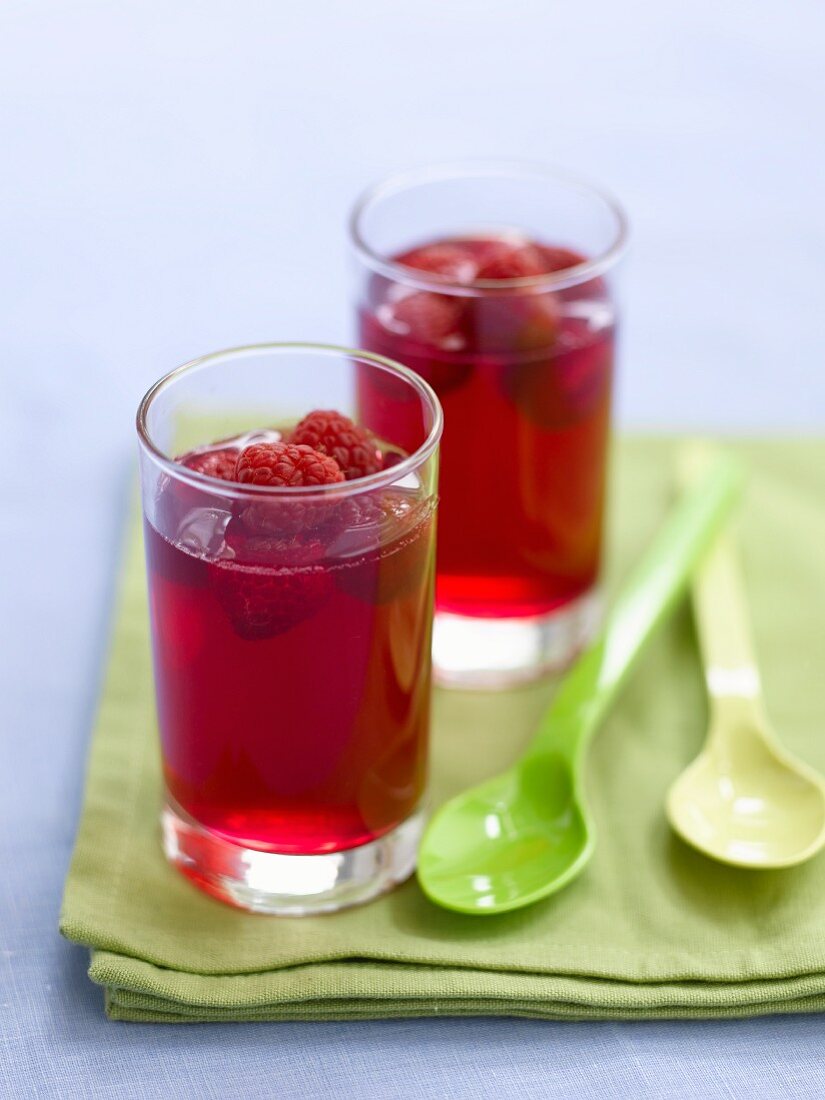 Raspberry jelly in two glasses