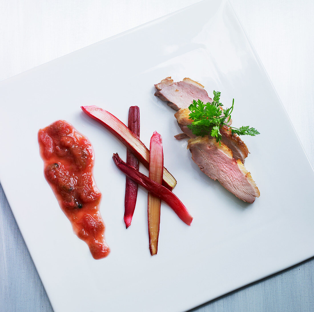 Duck breast with rhubarb