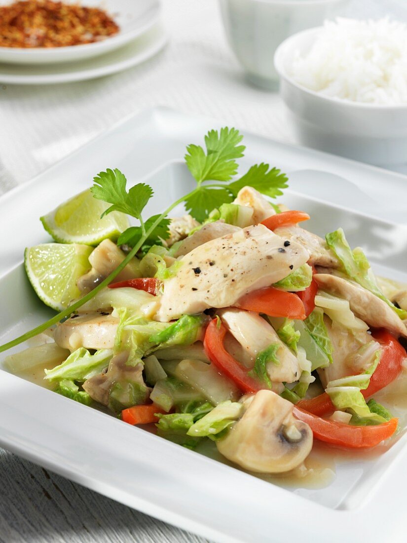 Thai Style Chicken and Vegetables with Cilantro and Lime