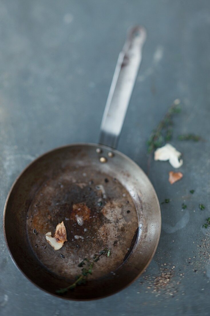 Leftover food in a pan