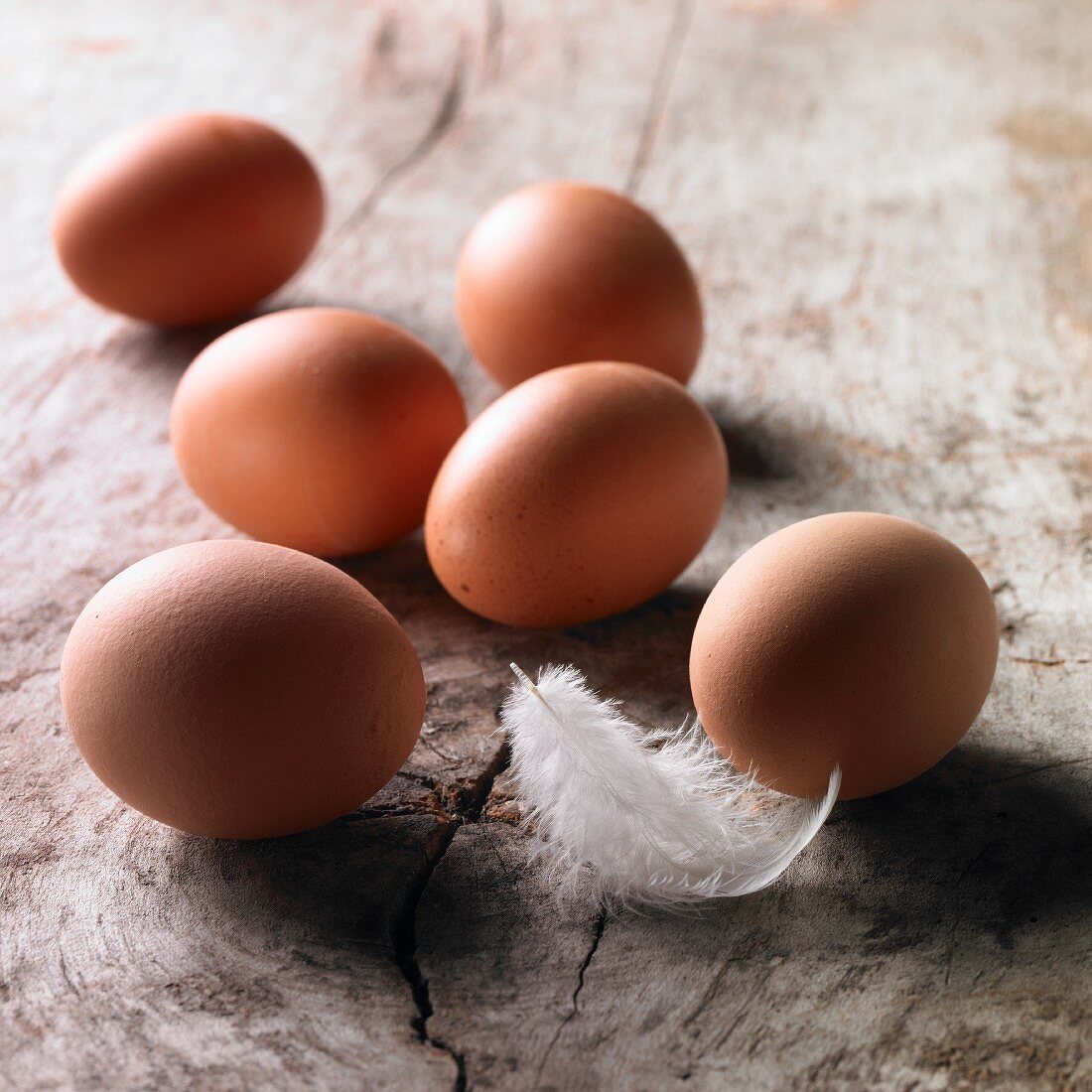 Six brown hen's eggs