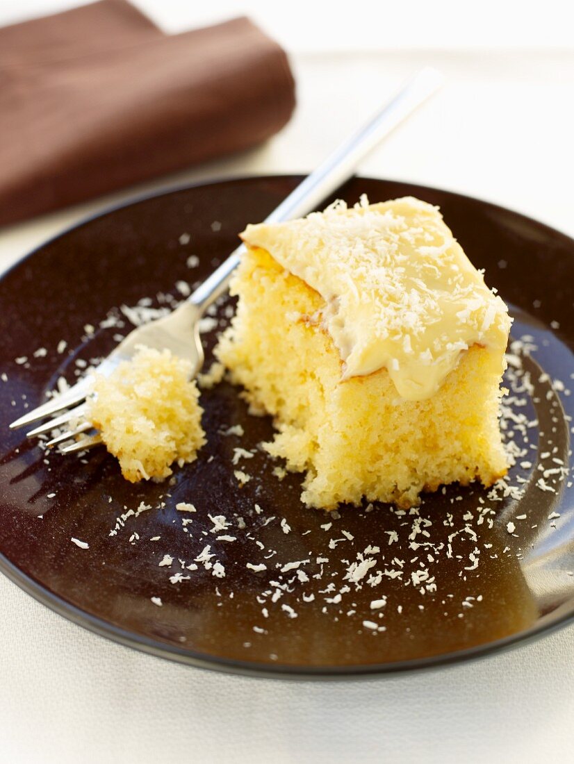 A slice of coconut cake