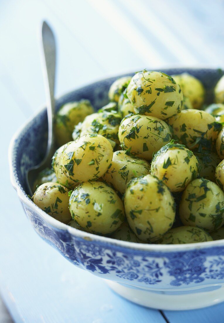 A bowl of parsley potatoes