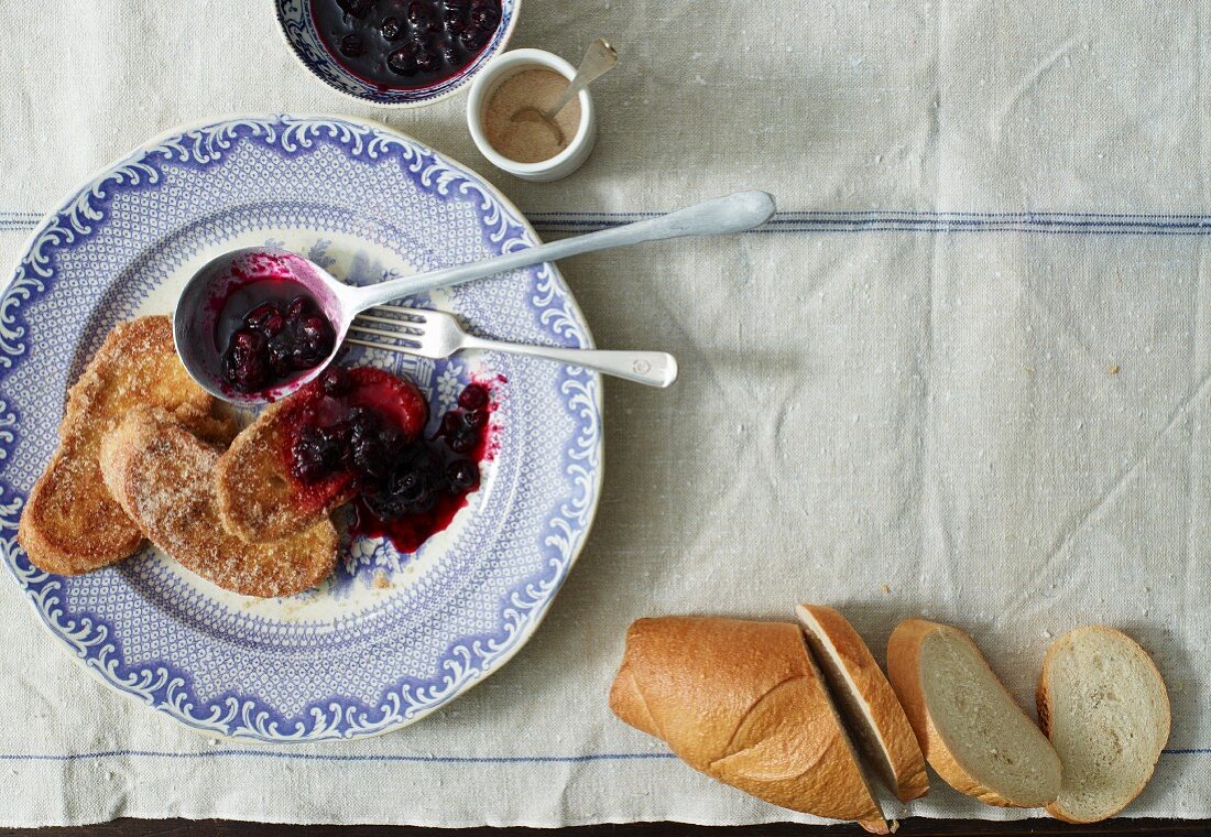 French toast with blueberry jam