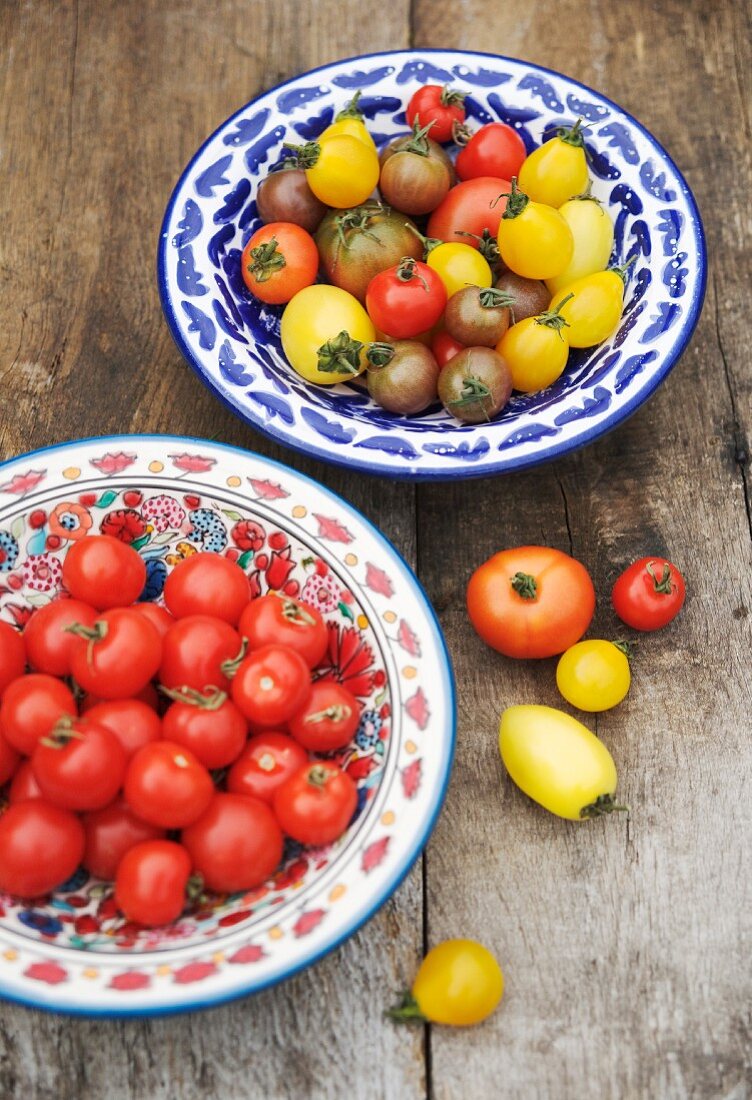Cherry tomatoes and heirloom tomatoes