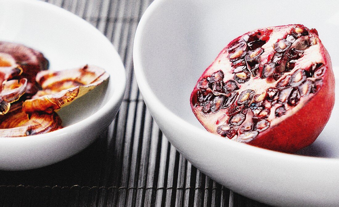 Half a pomegranate in a bowl