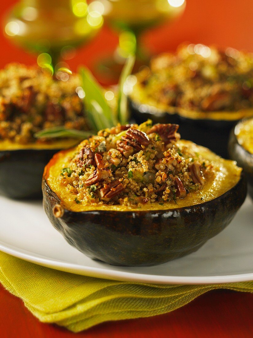 Acorn squash filled with quinoa and pecan nuts