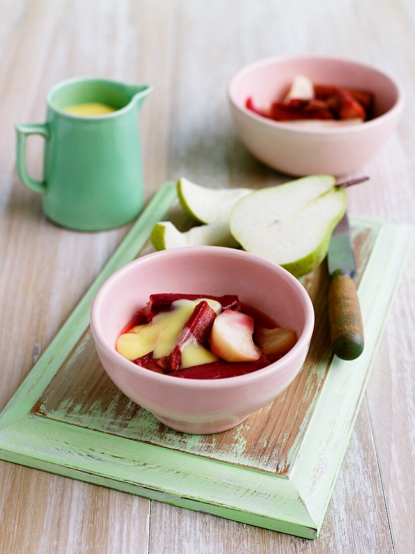 Rhubarb and pear compote