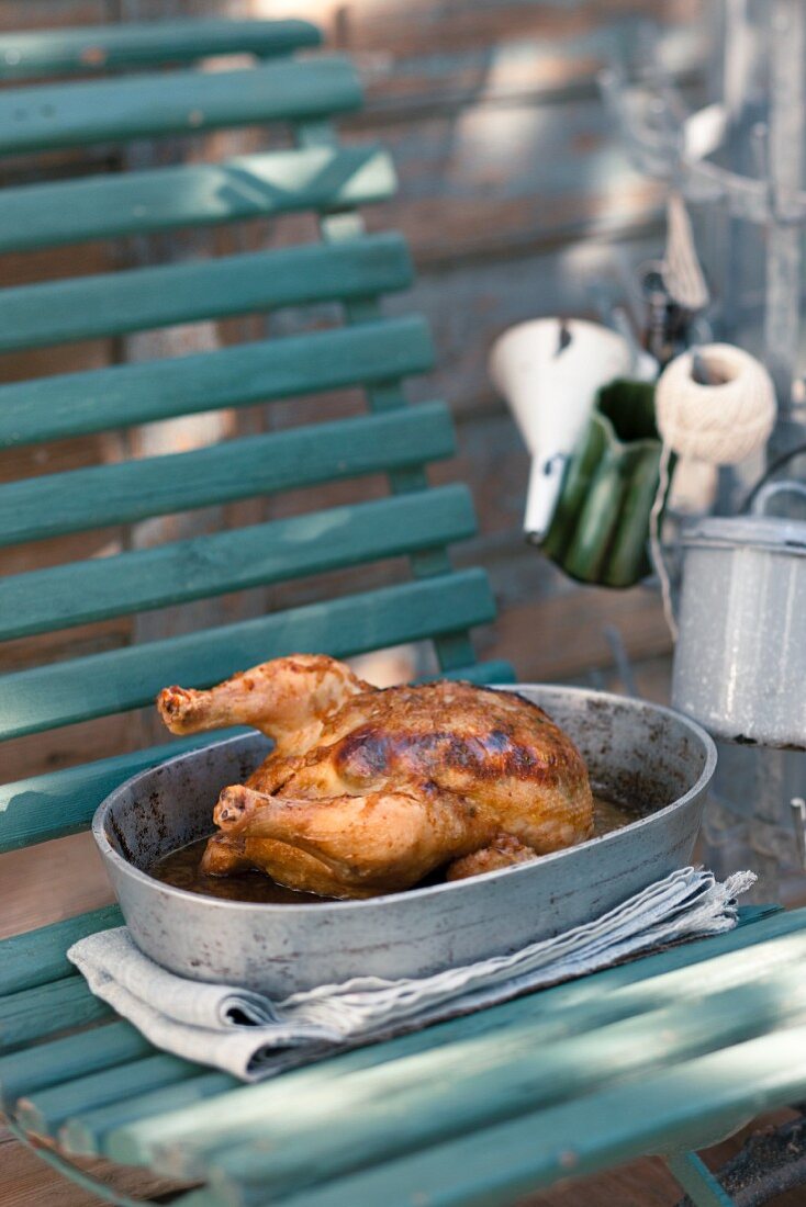 Roast chicken in pinot grigio