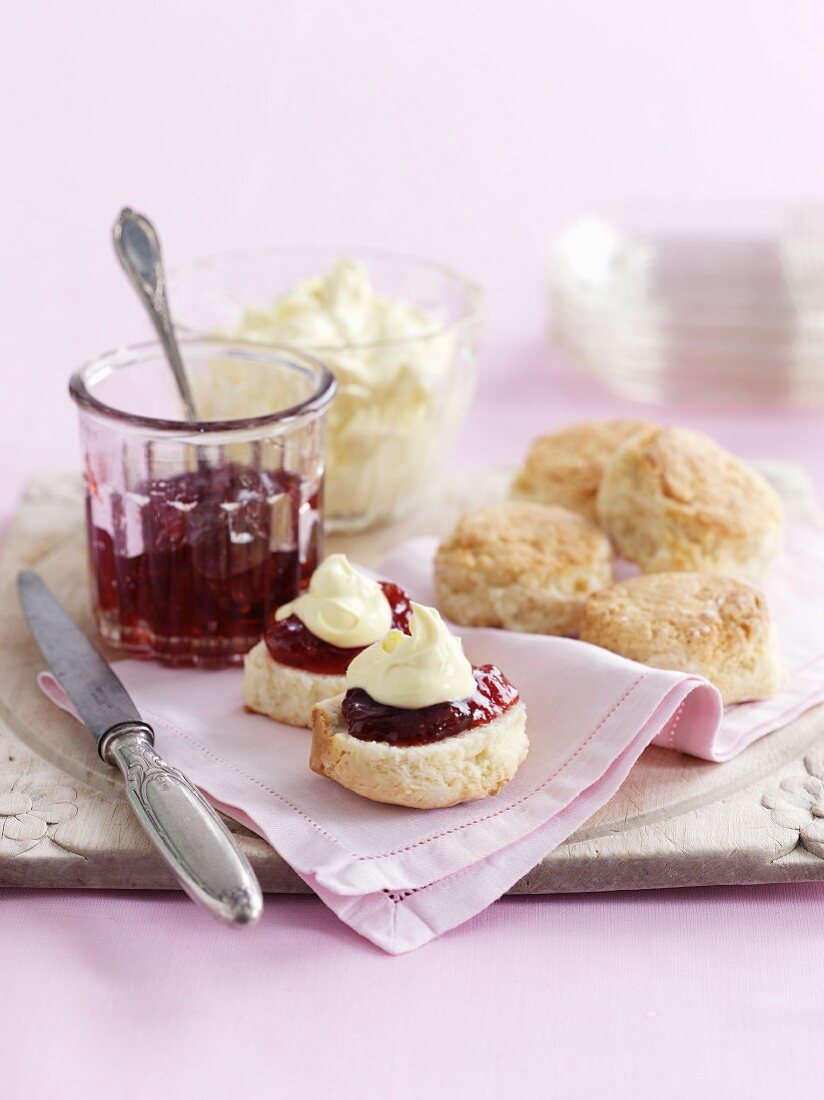 Scone with jam and clotted cream