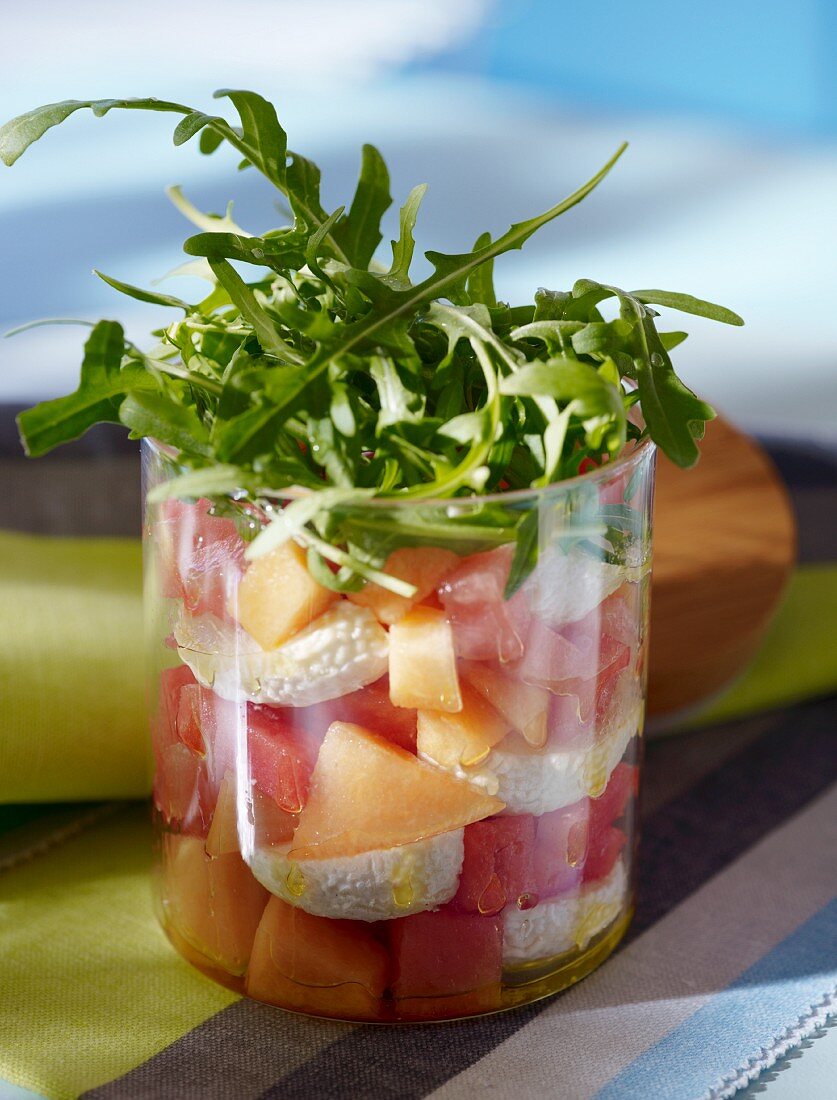 Melon salad with goat's cheese and rocket