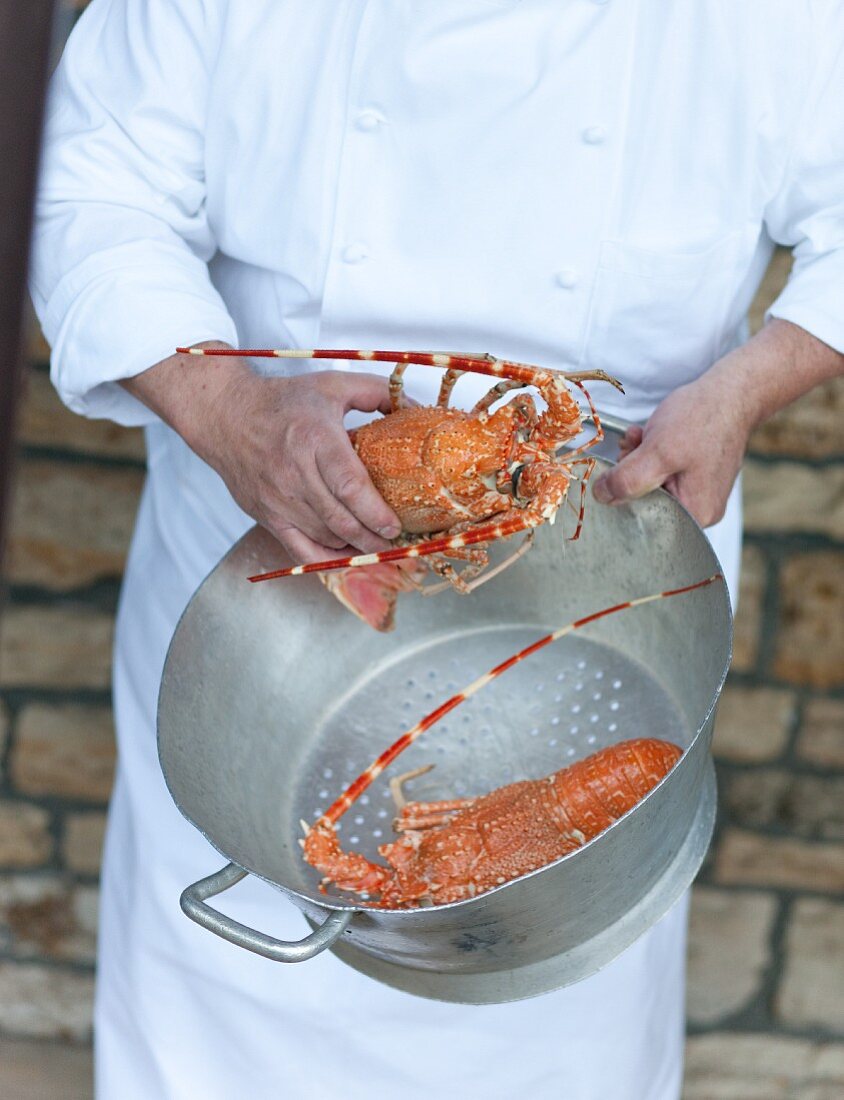 A chef with crayfish