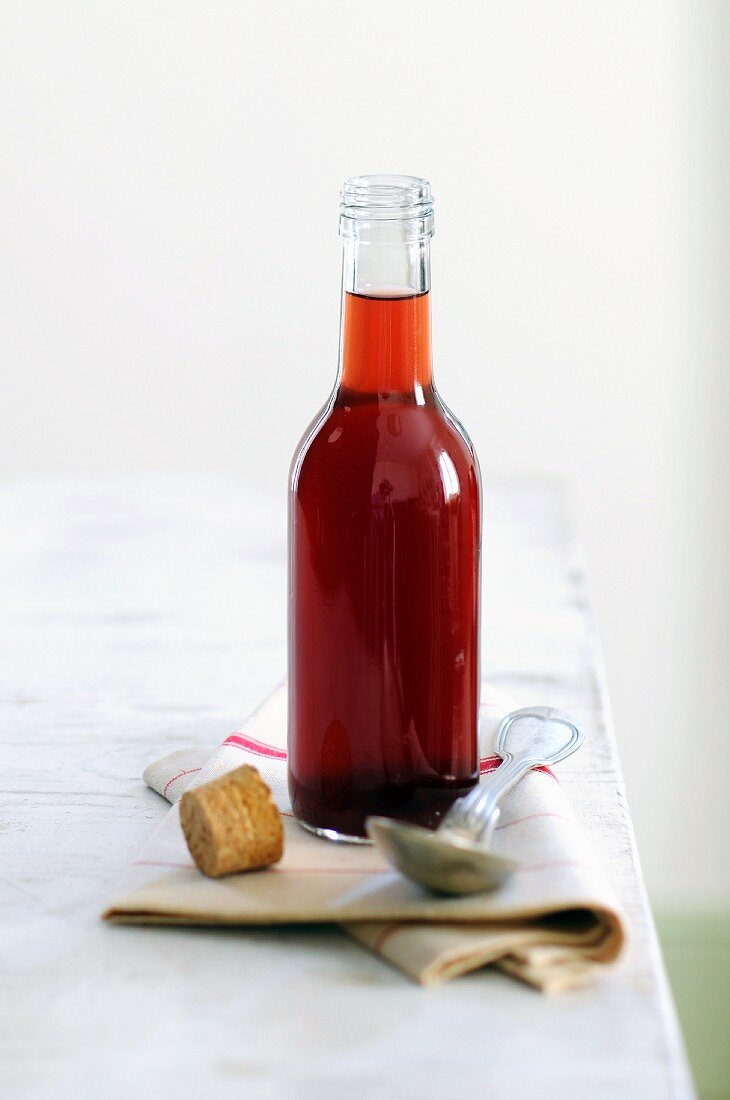 A bottle of strawberry vinegar