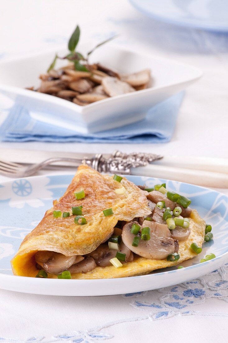 Mushroom and chive omelette