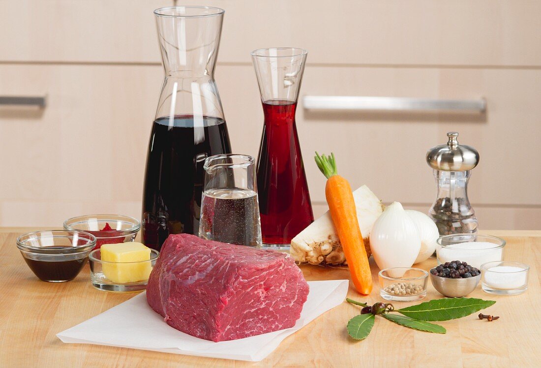 Ingredients for marinated pot roast