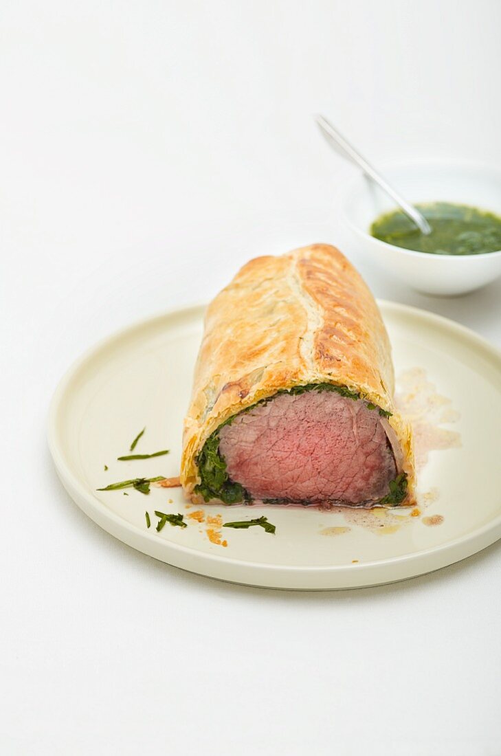 Roast beef with herb wrapped in pastry