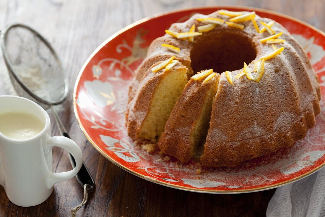 A Bundt cake with orange zest