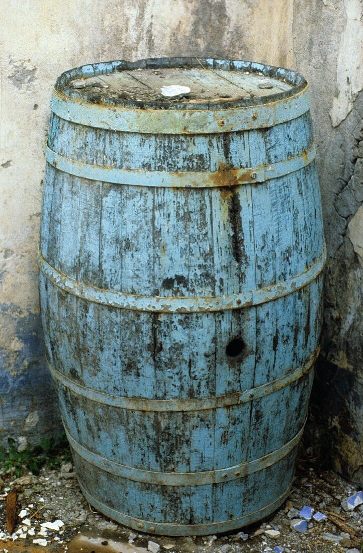 An old barrel of wine in Stromboli (Italy)