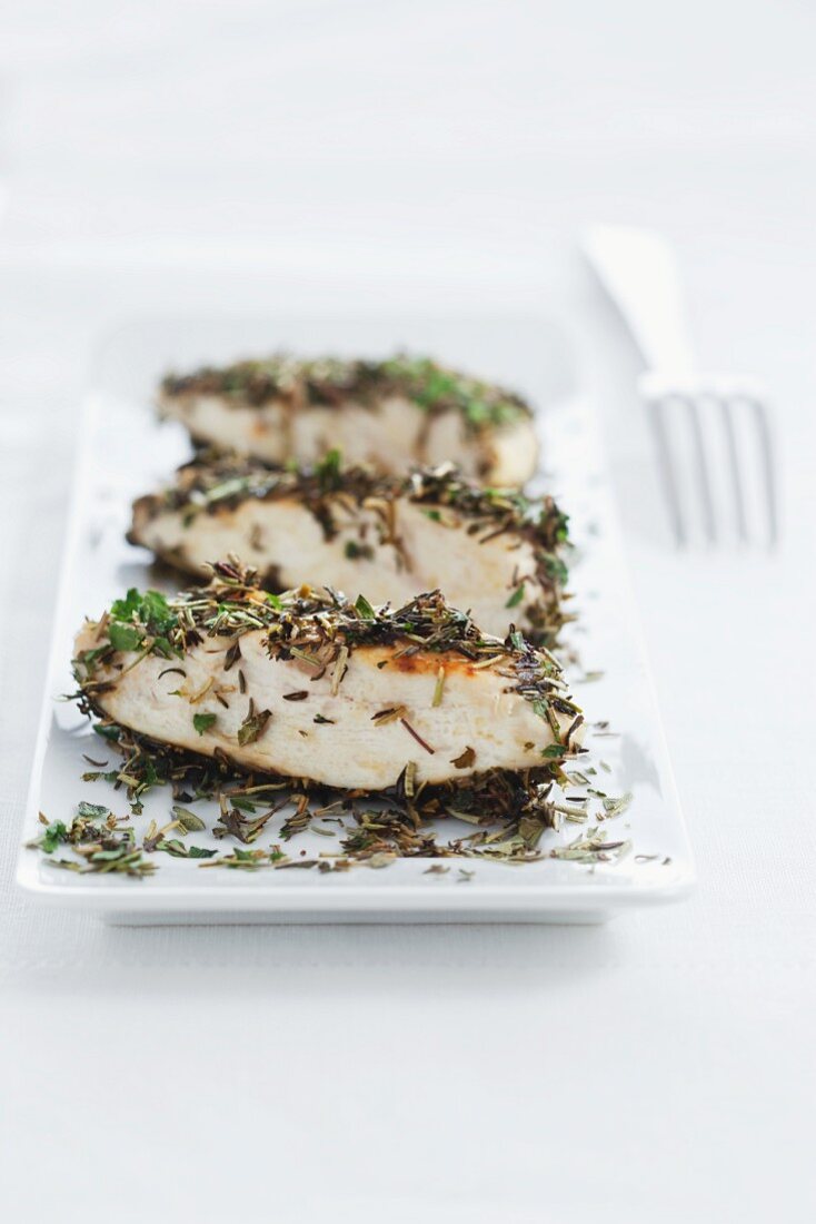 Chicken breast with an herb crust