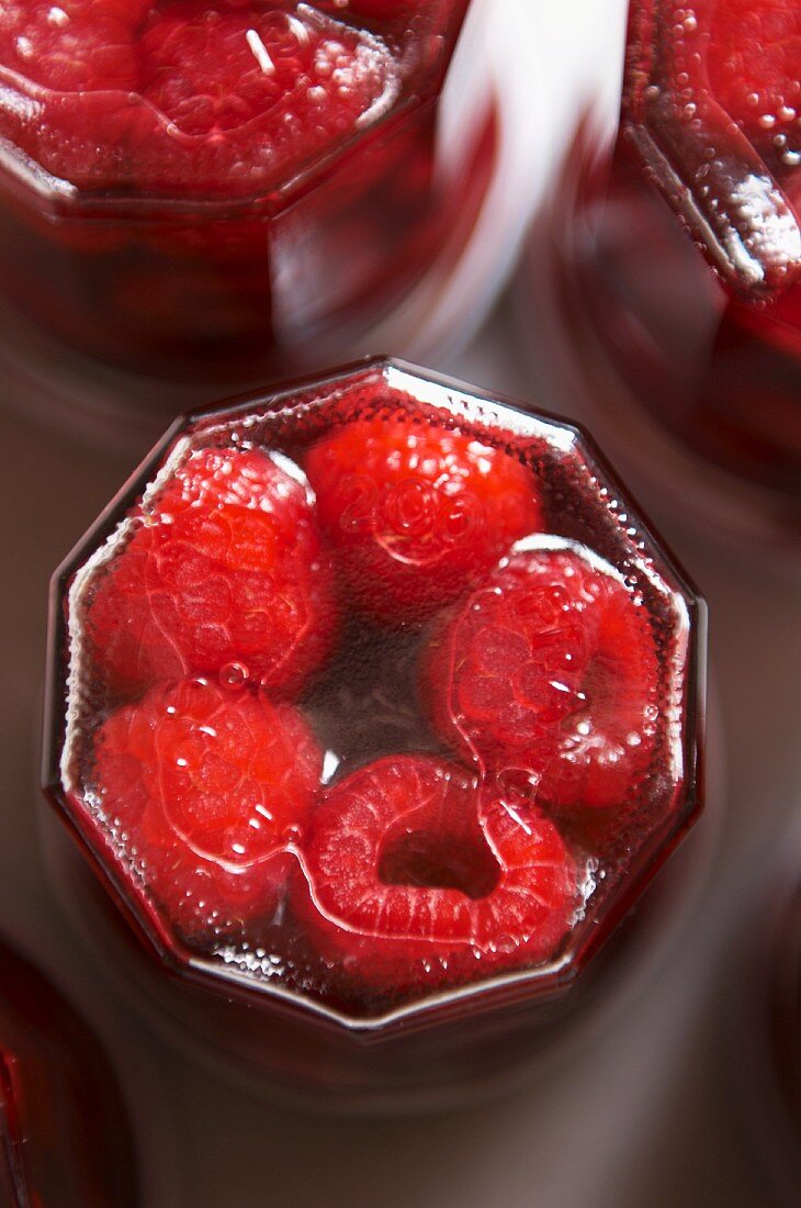 Spiced, preserved raspberries