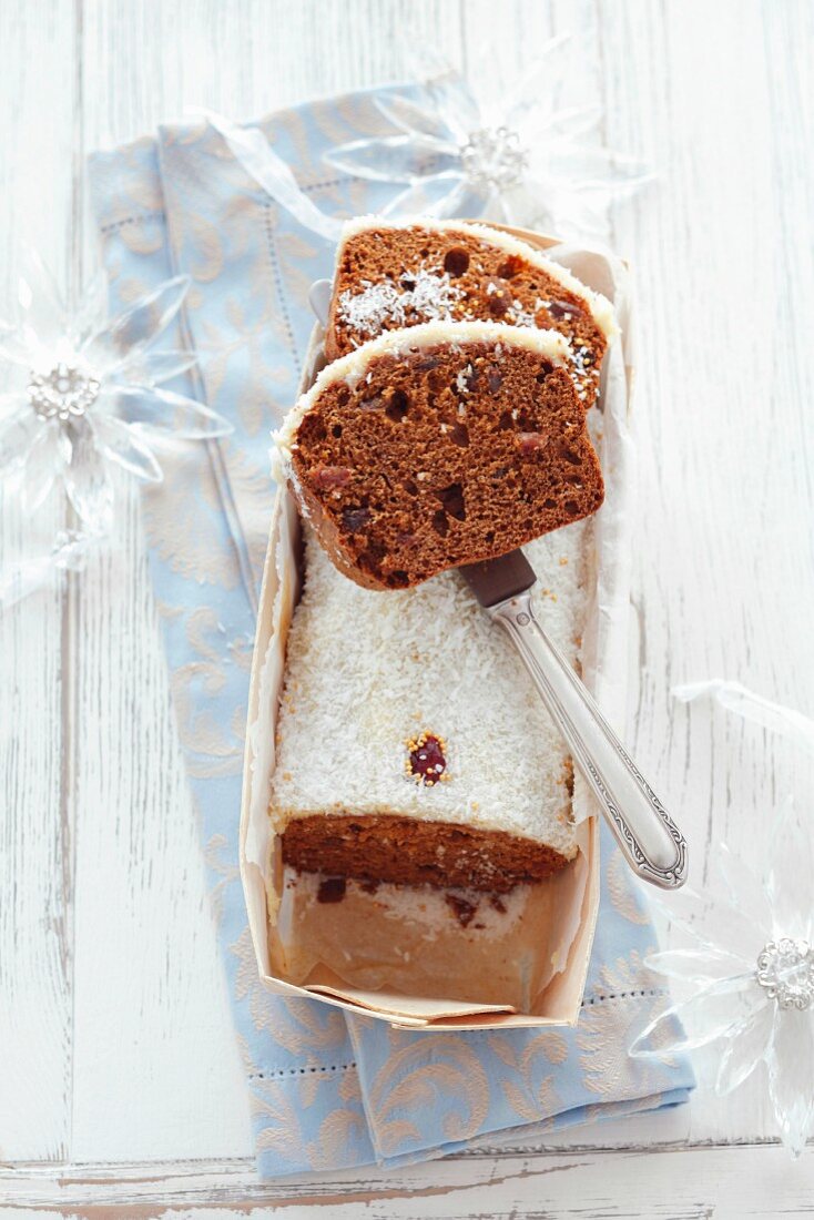 Honey cake with coconut topping for Christmas