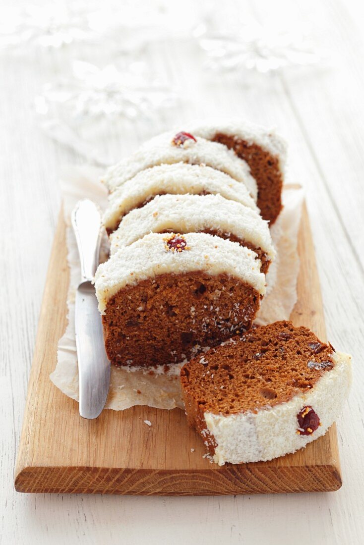 Honey cake with a coconut topping for Christmas