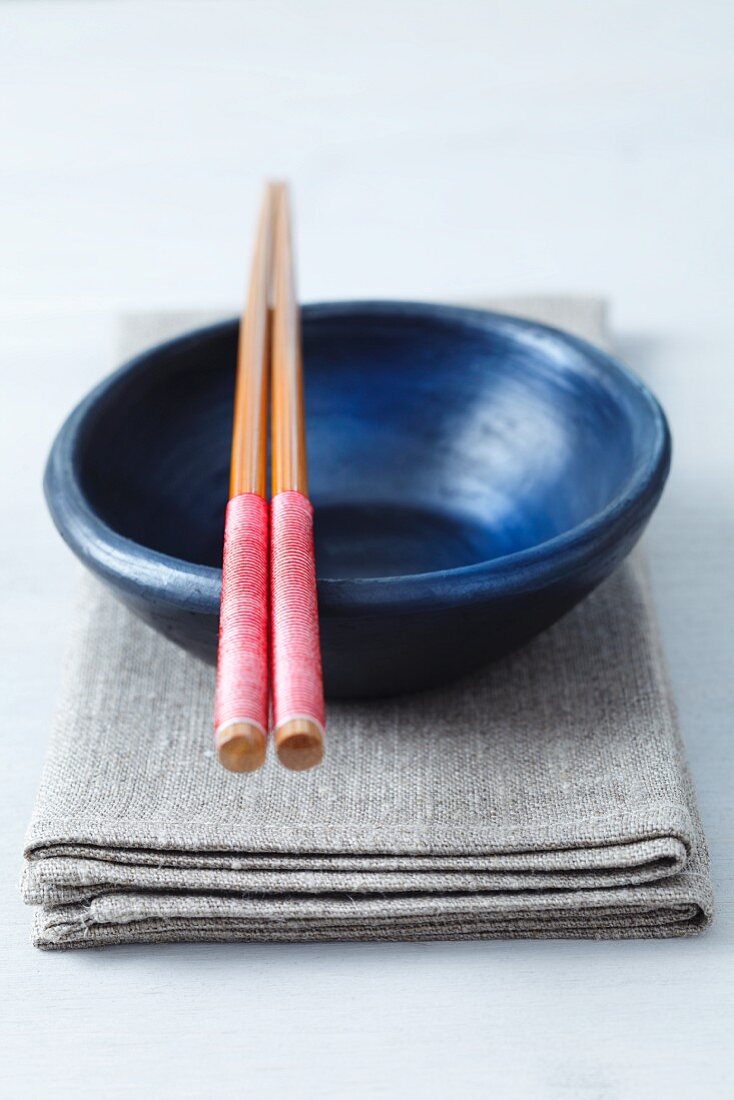 A bowl and chopsticks