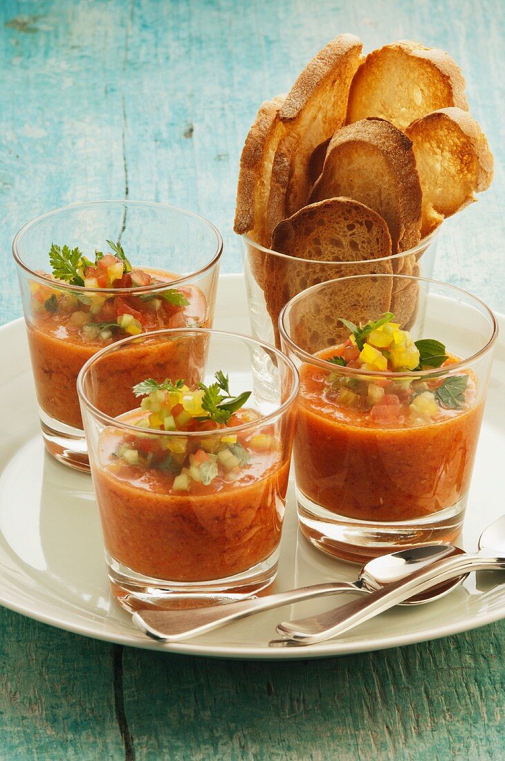 Gazpacho in glasses