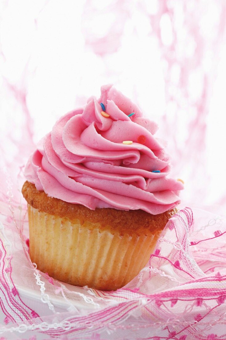 Cupcake with strawberry buttercream