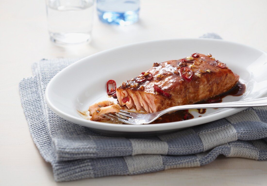 Marinated salmon fillet