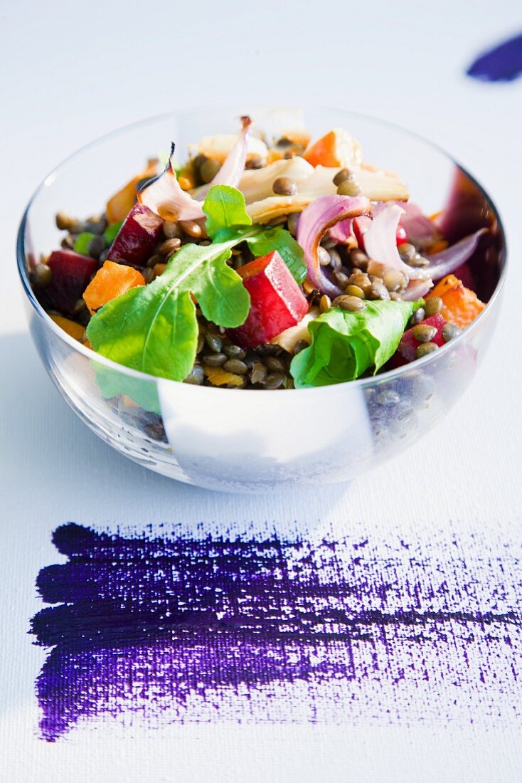 Lentil salad with vegetables