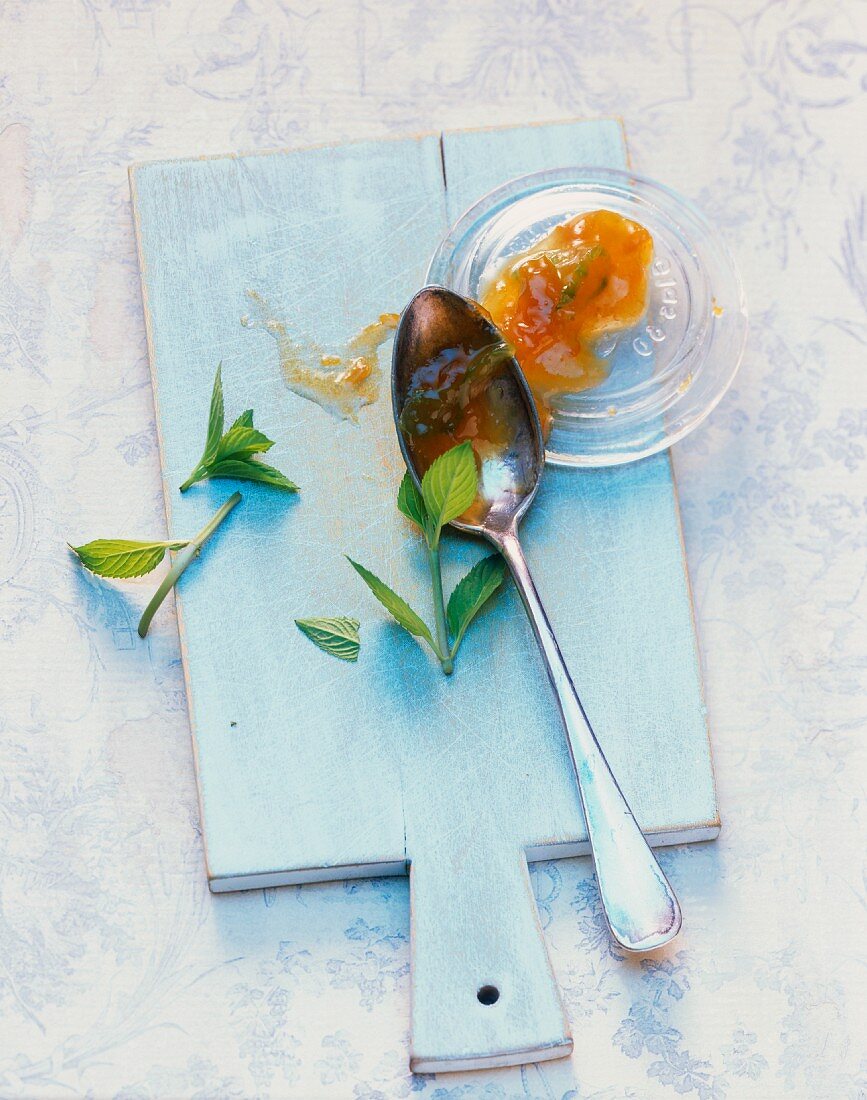 Apricot and cucumber jam with mint