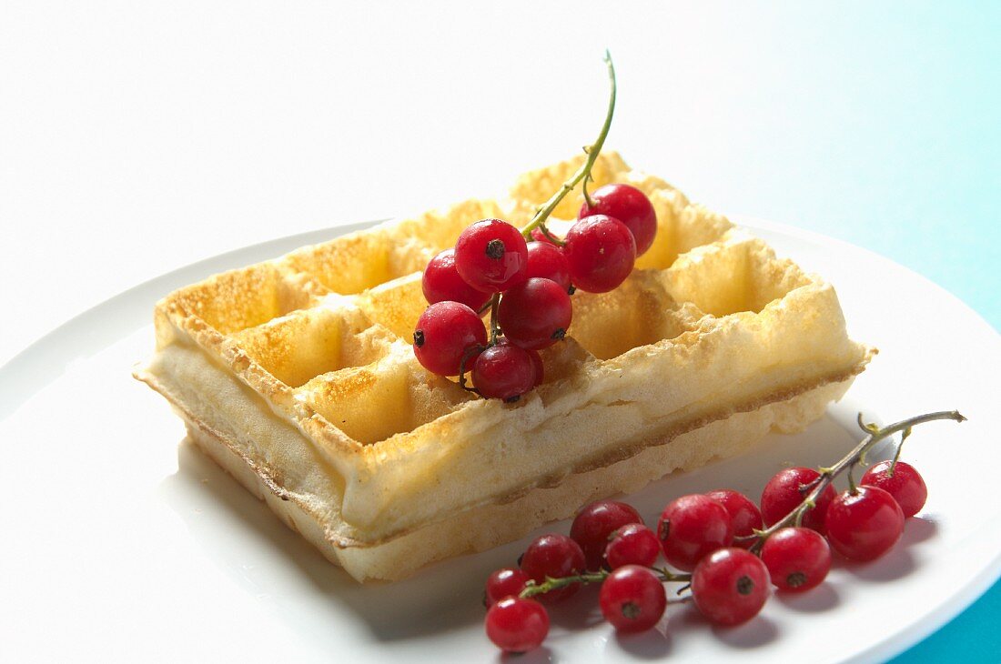 Waffles with redcurrants