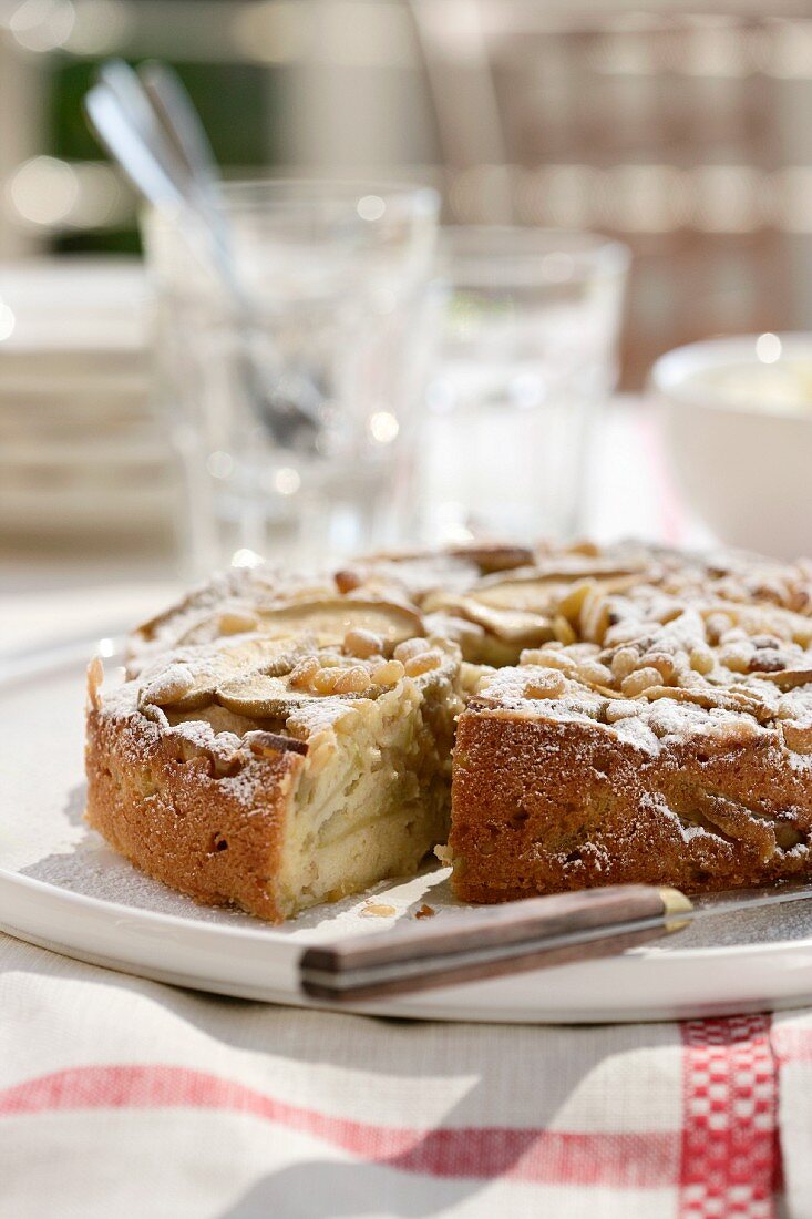 An apple and pine nut cake