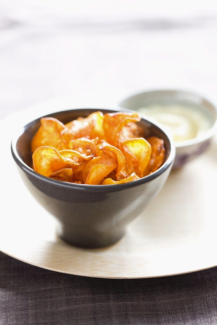 A bowl of sweet potato chips