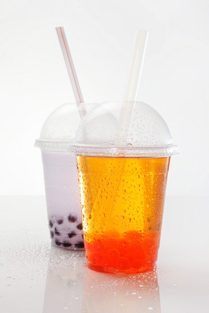 Bubble tea in plastic cups