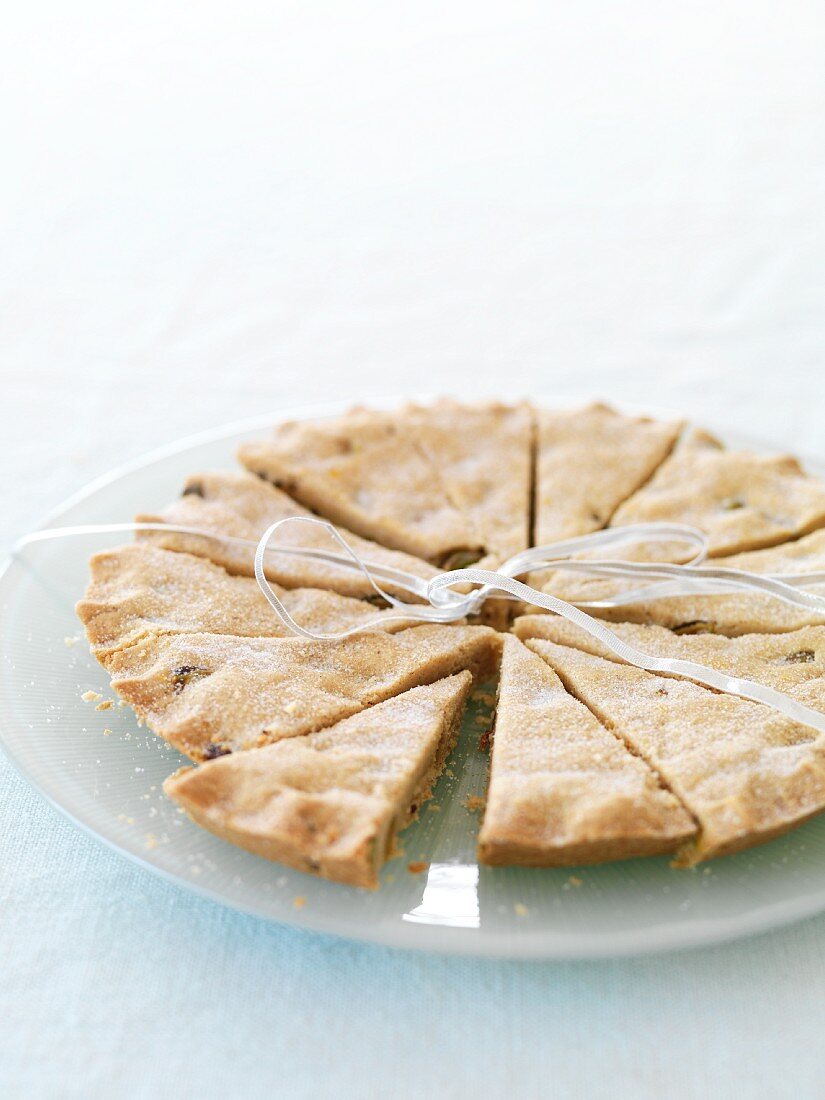 Shortbread biscuits on a glass plate as a gift