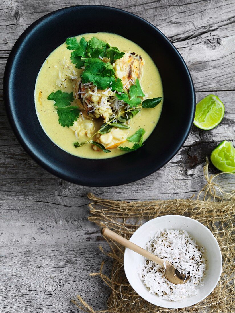 Lobster curry with lime and coriander