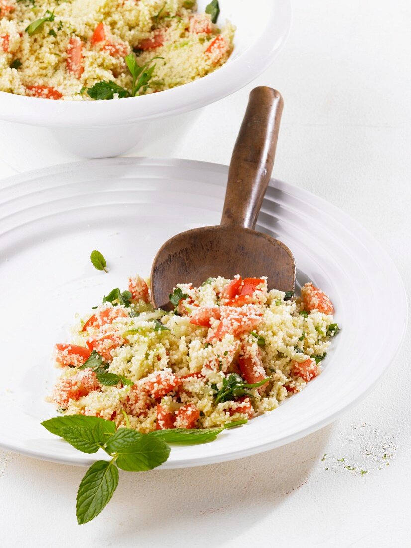 Couscous salad with tomato and mint