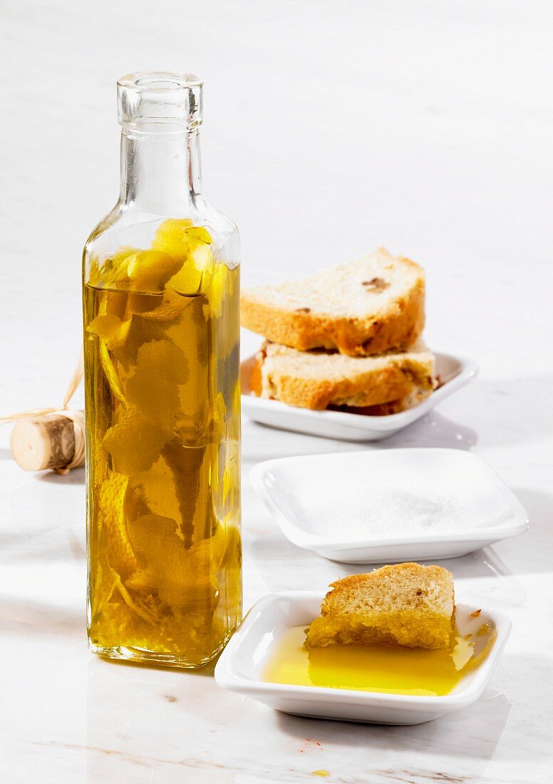 Lemon oil and white bread