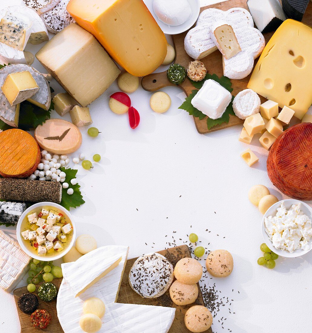 Various sorts of cheese forming a frame