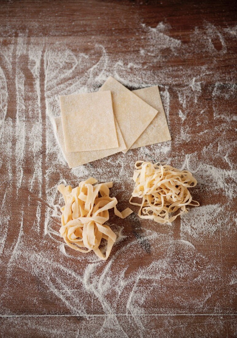 Home-made tagliatelle and lasagne sheets