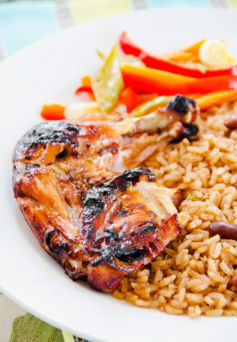 Jerk Chicken mit Bohnenreis (Jamaika)