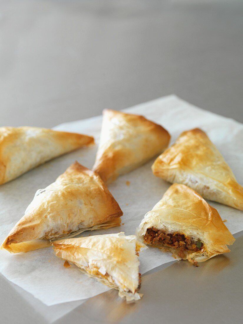 Puff pastry parcels filled with minced lamb