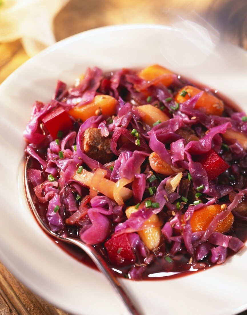 Bowl of Purple Cabbage and Beet Stew
