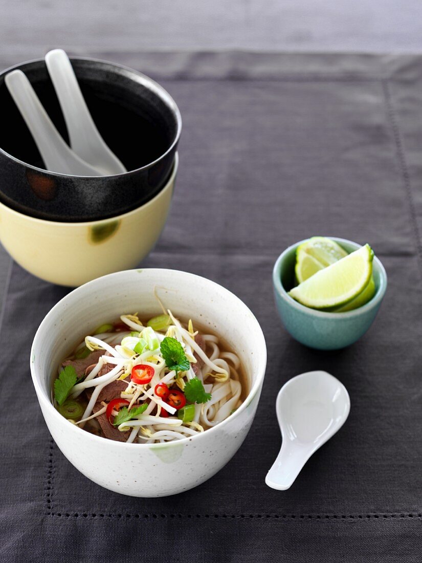 Vietnamese beef soup with noodles